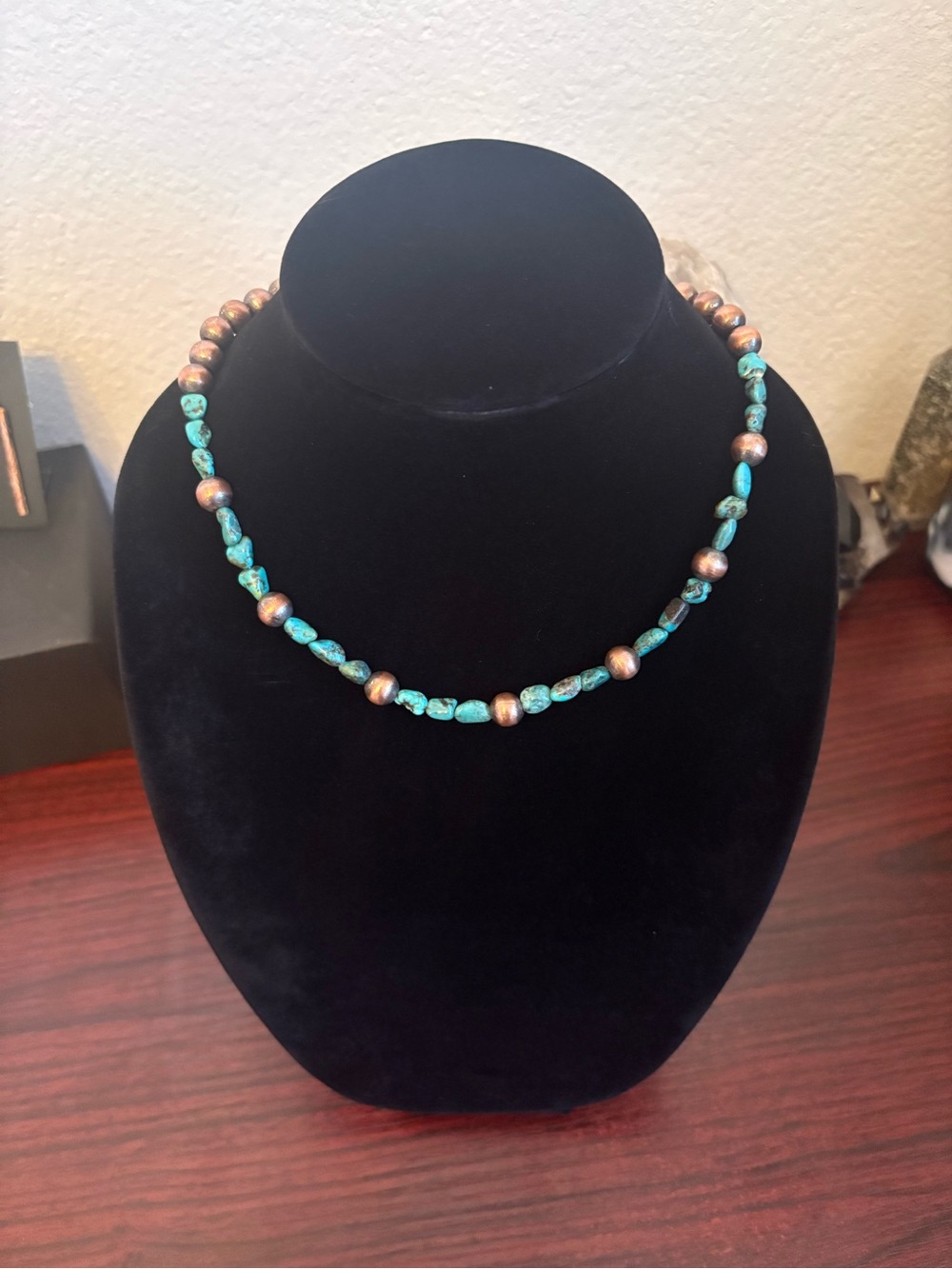 Kingman and Copper Beaded Choker Necklace